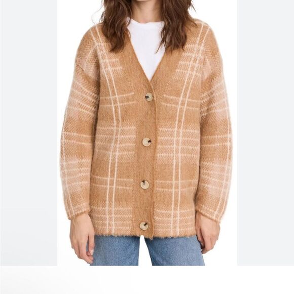 Vince Brushed Plaid Alpaca-Wool Cardigan XS/S $525 NWT - Picture 2 of 9